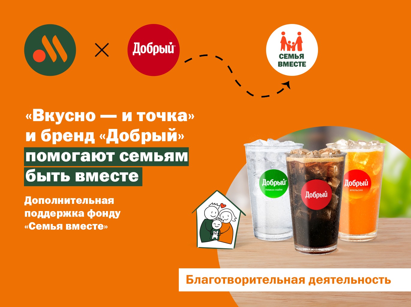 «Вкусно — и точка» и бренд «Добрый» помогают семьям быть вместе